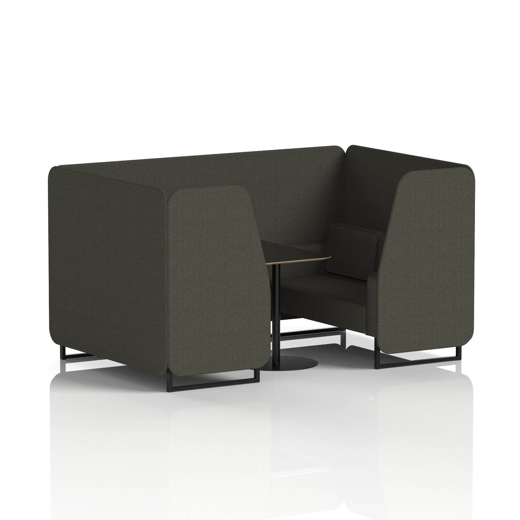 Brixworth Booth With Black Legs And Black Table In Single Tone 2 Seater Temple Panels And Sofa Band 3 - Main Line Flax
