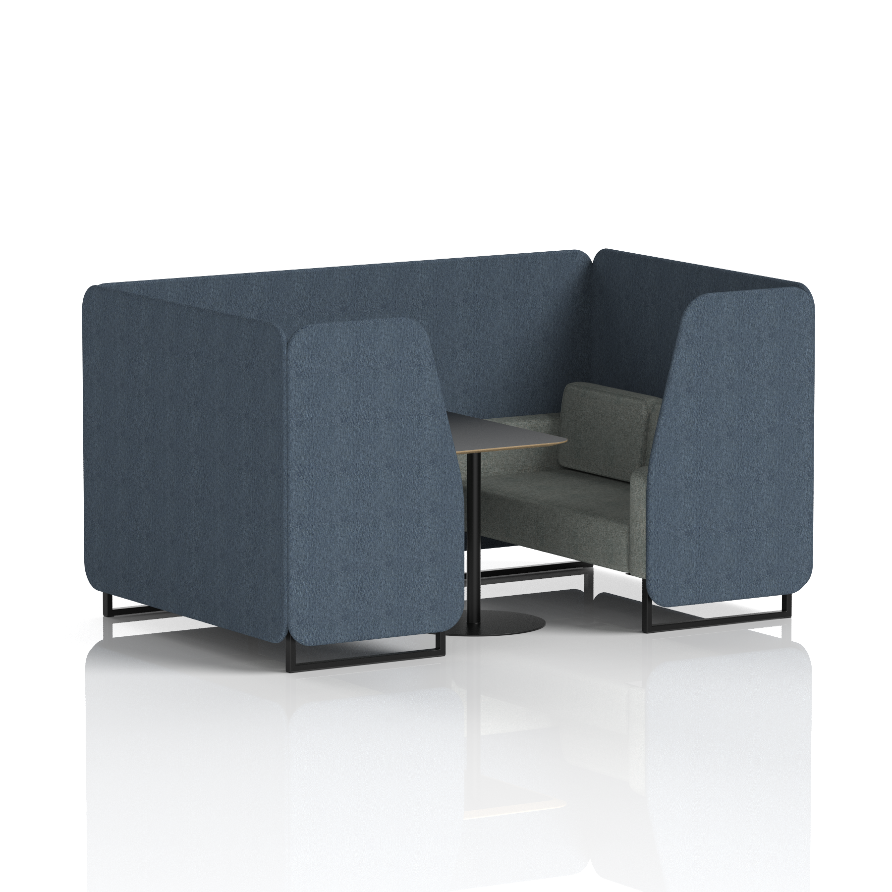 Brixworth Booth With Black Legs And Black Table In Two Tone 6 Seater Polygon Panels And Calculus Sofa  