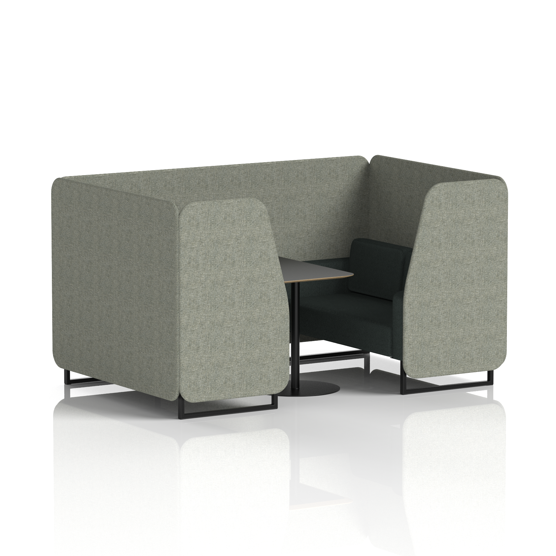Brixworth Booth With Black Legs And Black Table In Two Tone 6 Seater Theory Panels And Diameter Sofa  
