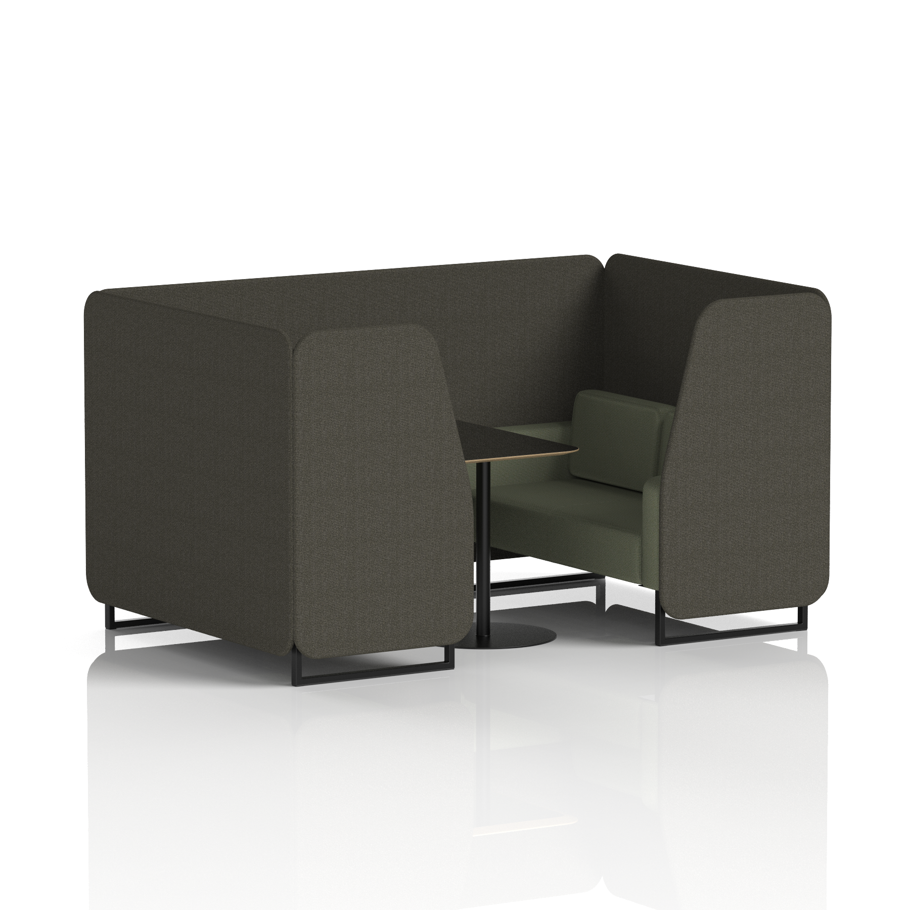 Brixworth Booth With Black Legs And Black Table In Two Tone 2 Seater Temple Panels And Monument Sofa  