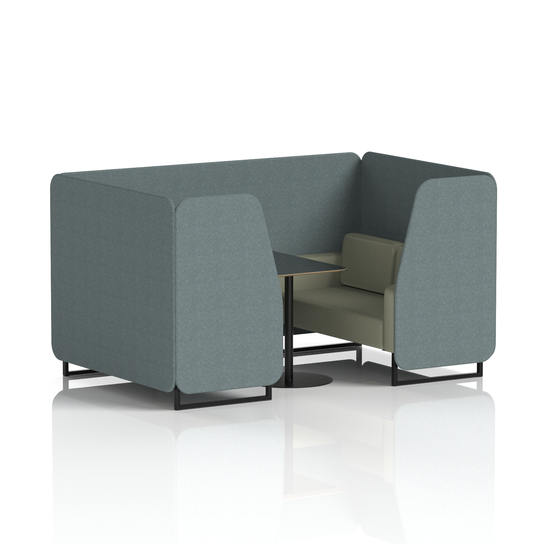 Brixworth Booth With Black Legs And Black Table In Two Tone 6 Seater Temple Panels And Monument Sofa  