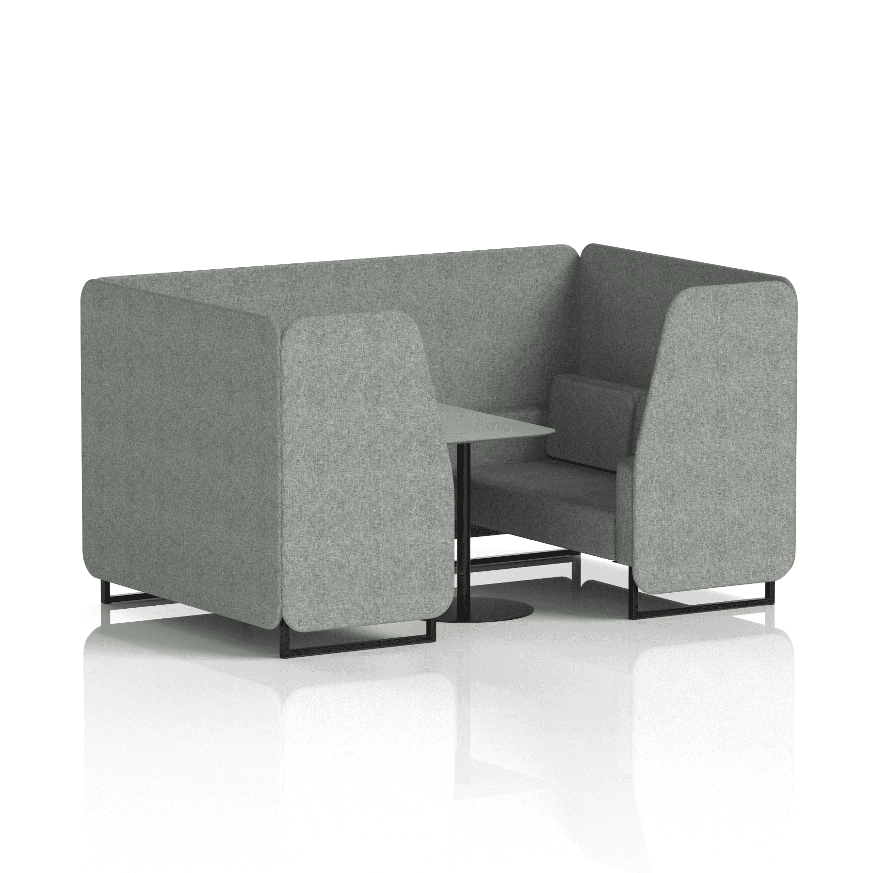 Brixworth Booth With Black Legs And Grey Table In Single Tone 4 Seater Theory Panels And Sofa Band 2 - X2