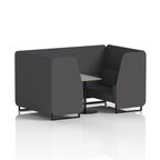 Brixworth Booth With Black Legs And Grey Table In Single Tone 2 Seater Bank Panels And Sofa Band 3 - Main Line Flax