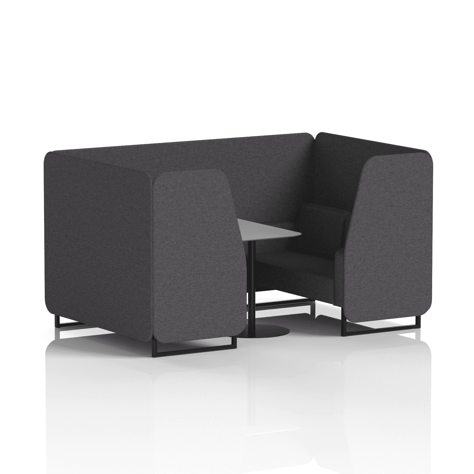 Brixworth Booth With Black Legs And Grey Table In Single Tone 2 Seater Bank Panels And Sofa Band 3 - Main Line Flax