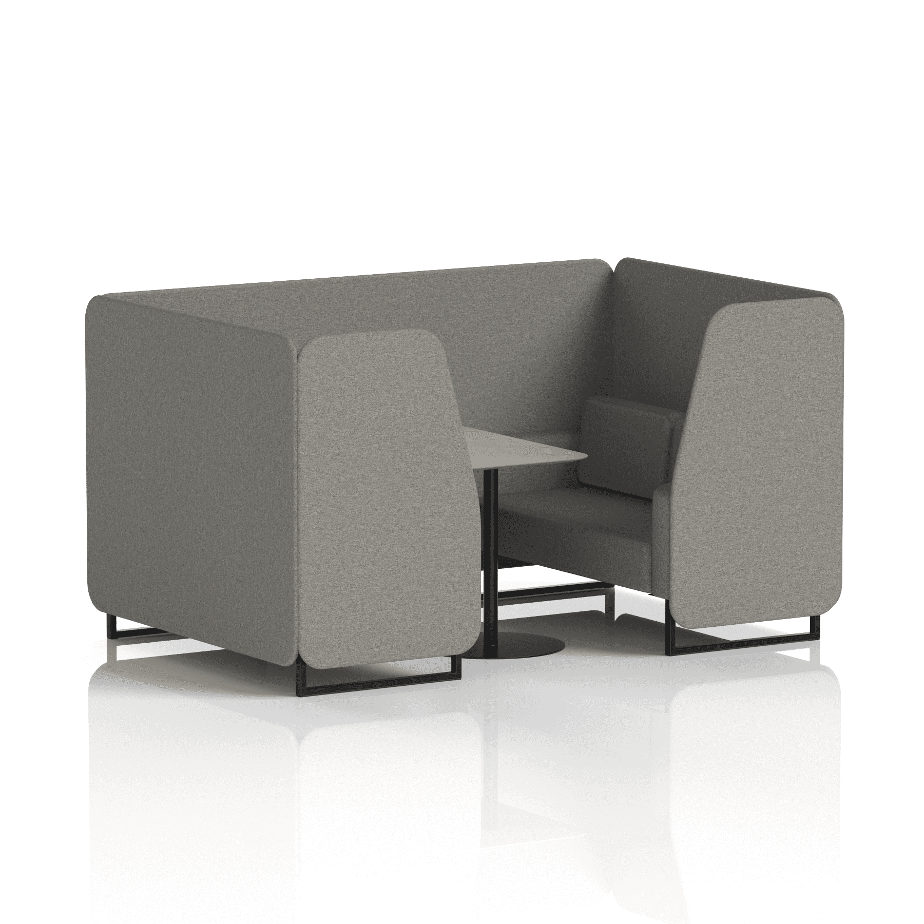 Brixworth Booth With Black Legs And Grey Table In Single Tone 2 Seater Monument Panels And Sofa Band 3 - Main Line Flax
