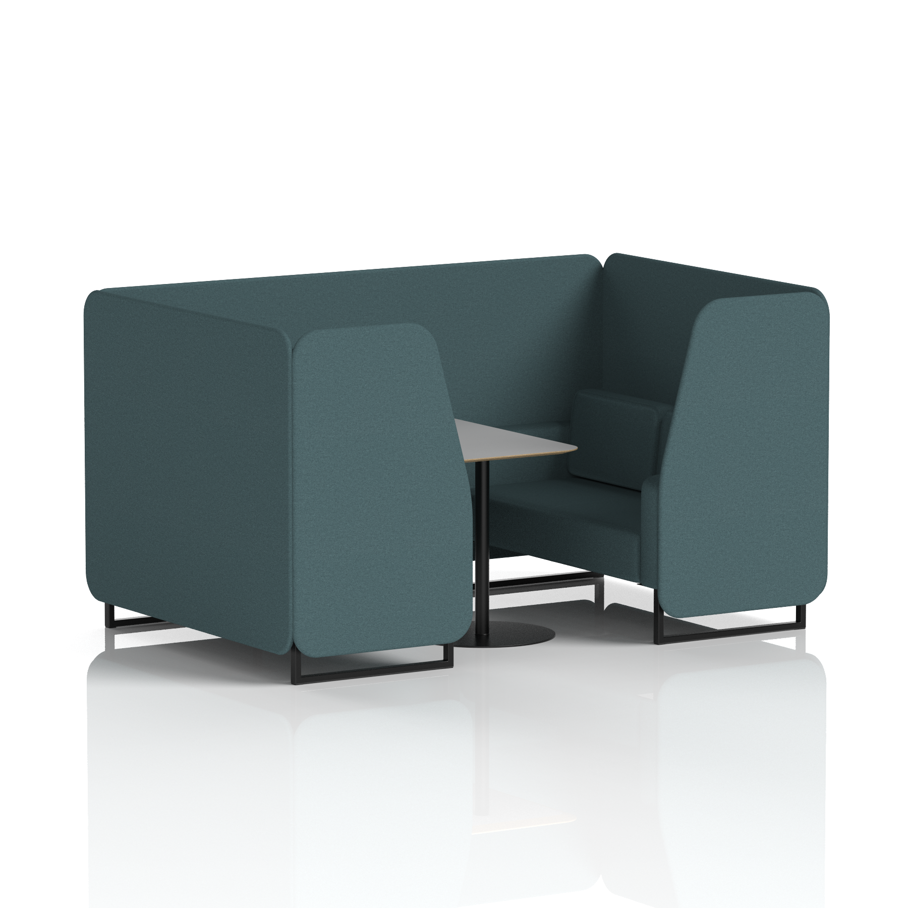 Brixworth Booth With Black Legs And Grey Table In Single Tone 4 Seater Monument Panels And Sofa Band 3 - Main Line Flax