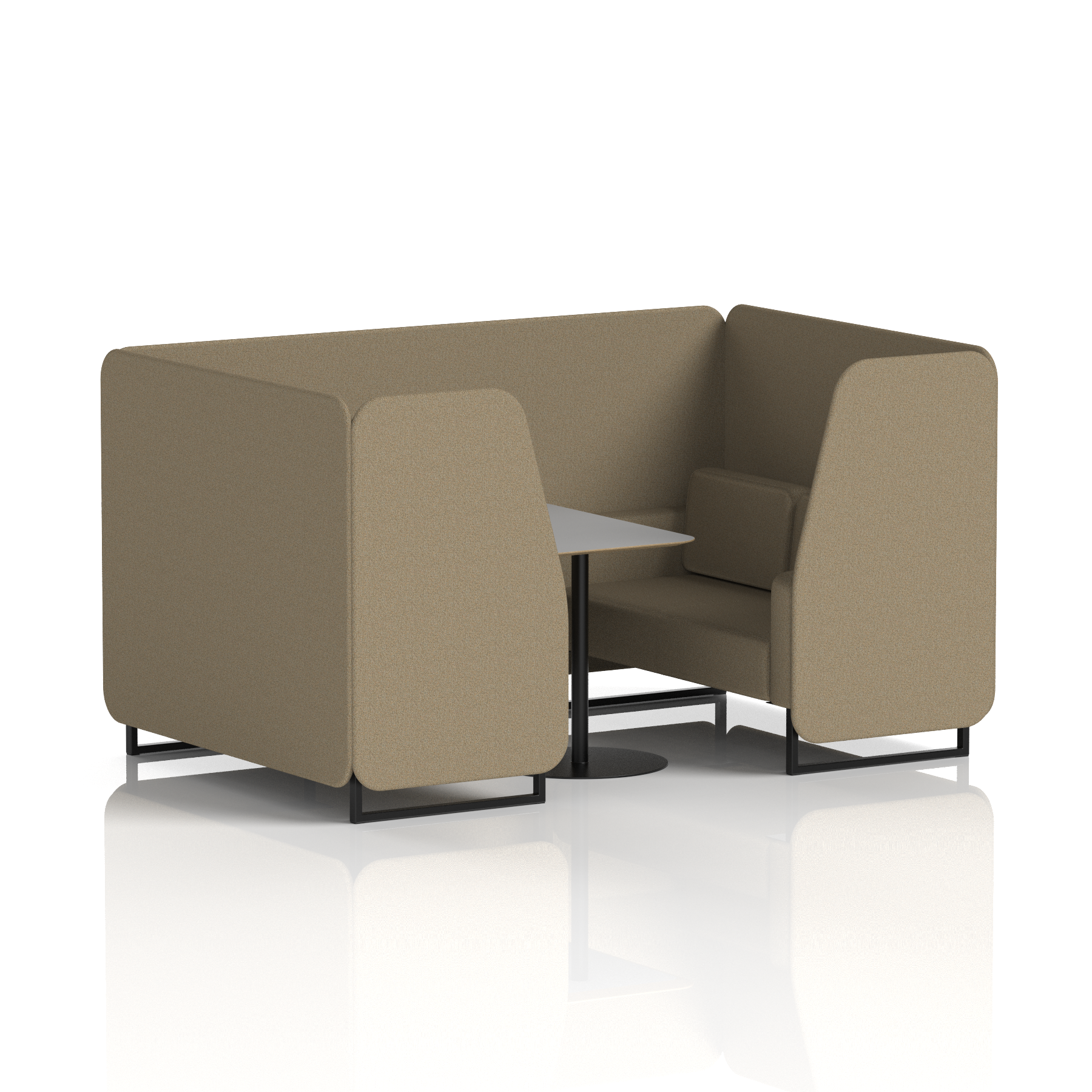 Brixworth Booth With Black Legs And Grey Table In Single Tone 2 Seater Newbury Panels And Sofa Band 3 - Main Line Flax