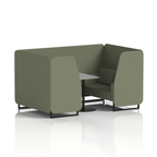 Brixworth Booth With Black Legs And Grey Table In Single Tone 4 Seater Newbury Panels And Sofa Band 3 - Main Line Flax
