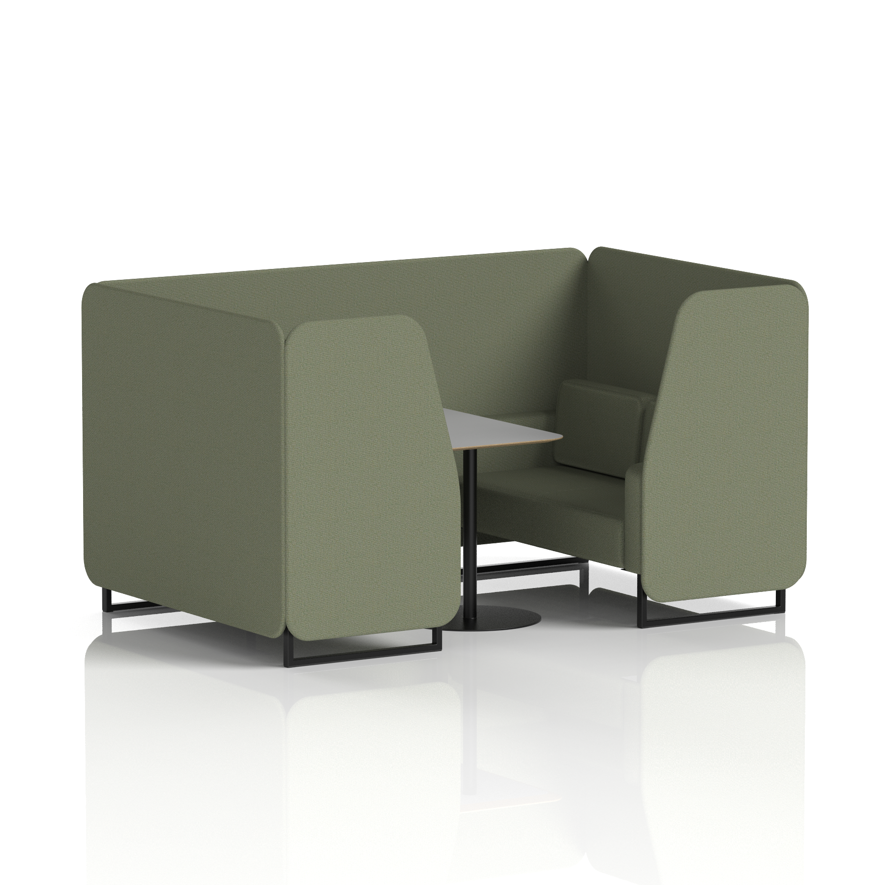 Brixworth Booth With Black Legs And Grey Table In Single Tone 4 Seater Newbury Panels And Sofa Band 3 - Main Line Flax