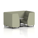 Brixworth Booth With Black Legs And Grey Table In Single Tone 6 Seater Newbury Panels And Sofa Band 3 - Main Line Flax