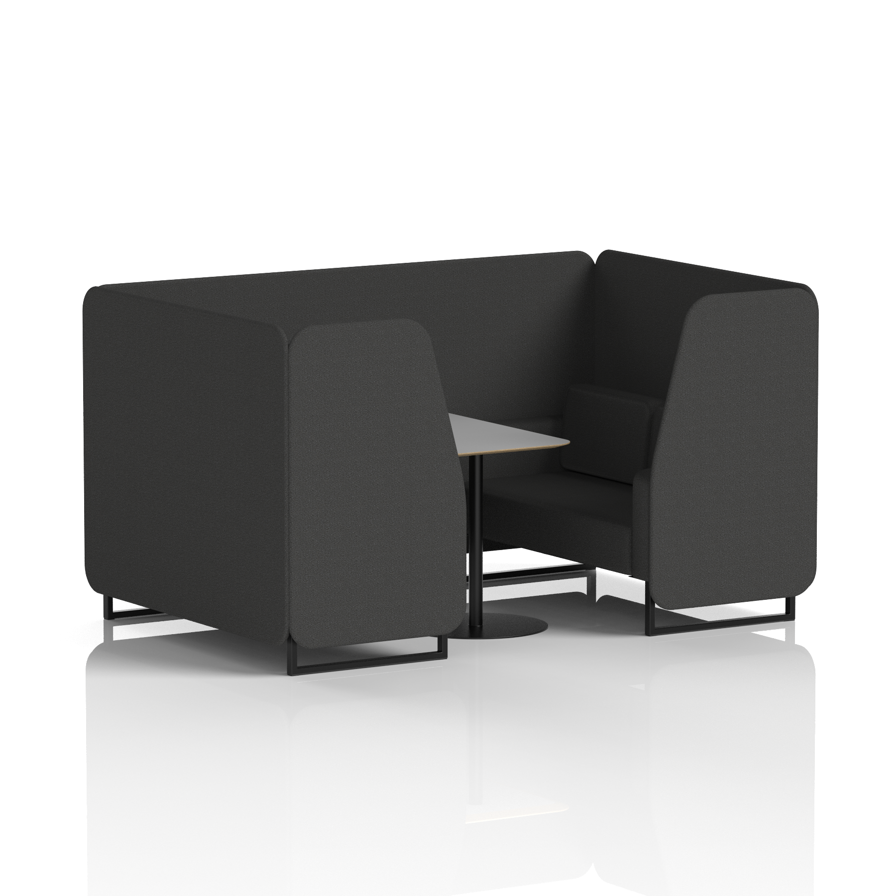 Brixworth Booth With Black Legs And Grey Table In Single Tone 6 Seater Upminster Panels And Sofa Band 3 - Main Line Flax