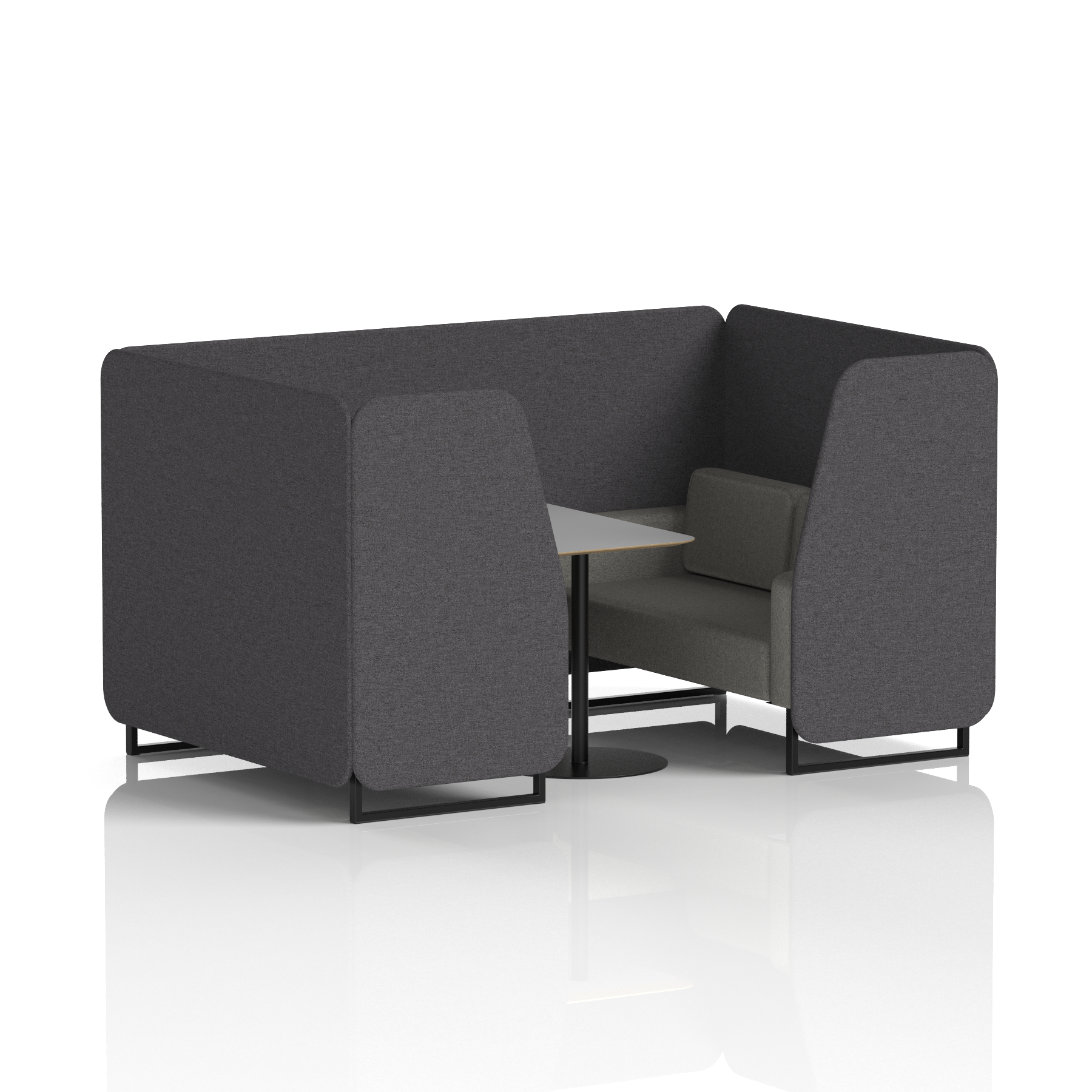 Brixworth Booth With Black Legs And Grey Table In Two Tone 2 Seater Bank Panels And Upminster Sofa Band 3 - Main Line Flax