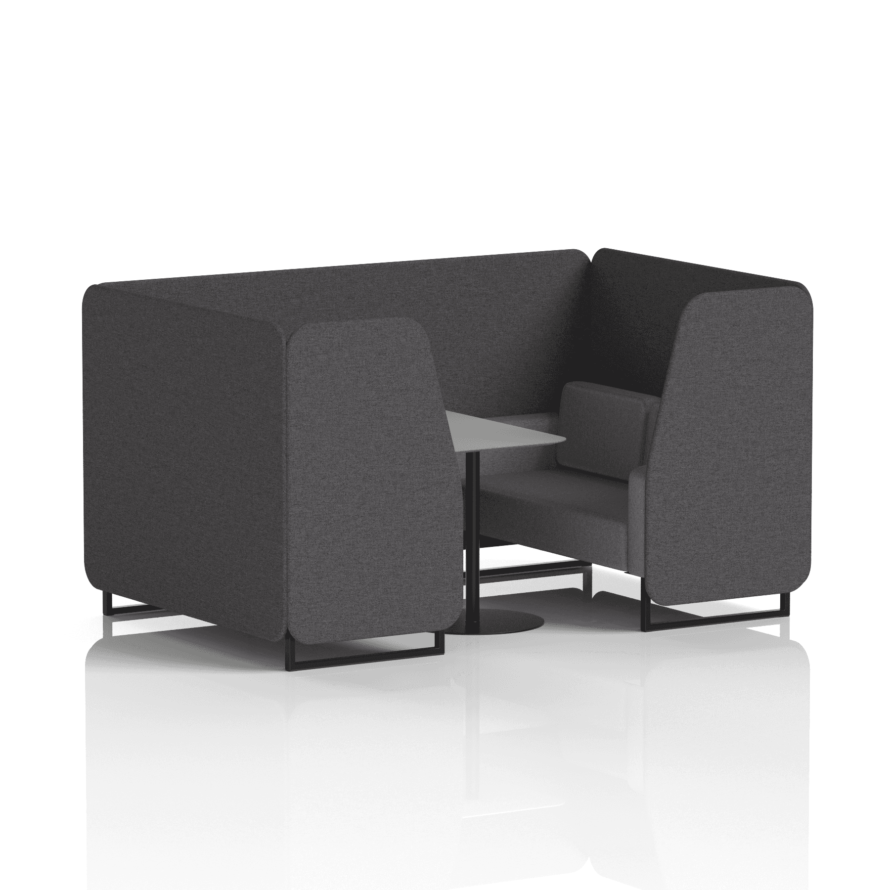 Brixworth Booth With Black Legs And Grey Table In Two Tone 2 Seater Bank Panels And Upminster Sofa Band 3 - Main Line Flax