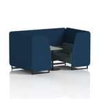 Brixworth Booth With Black Legs And Grey Table In Two Tone 4 Seater Bank Panels And Upminster Sofa Band 3 - Main Line Flax