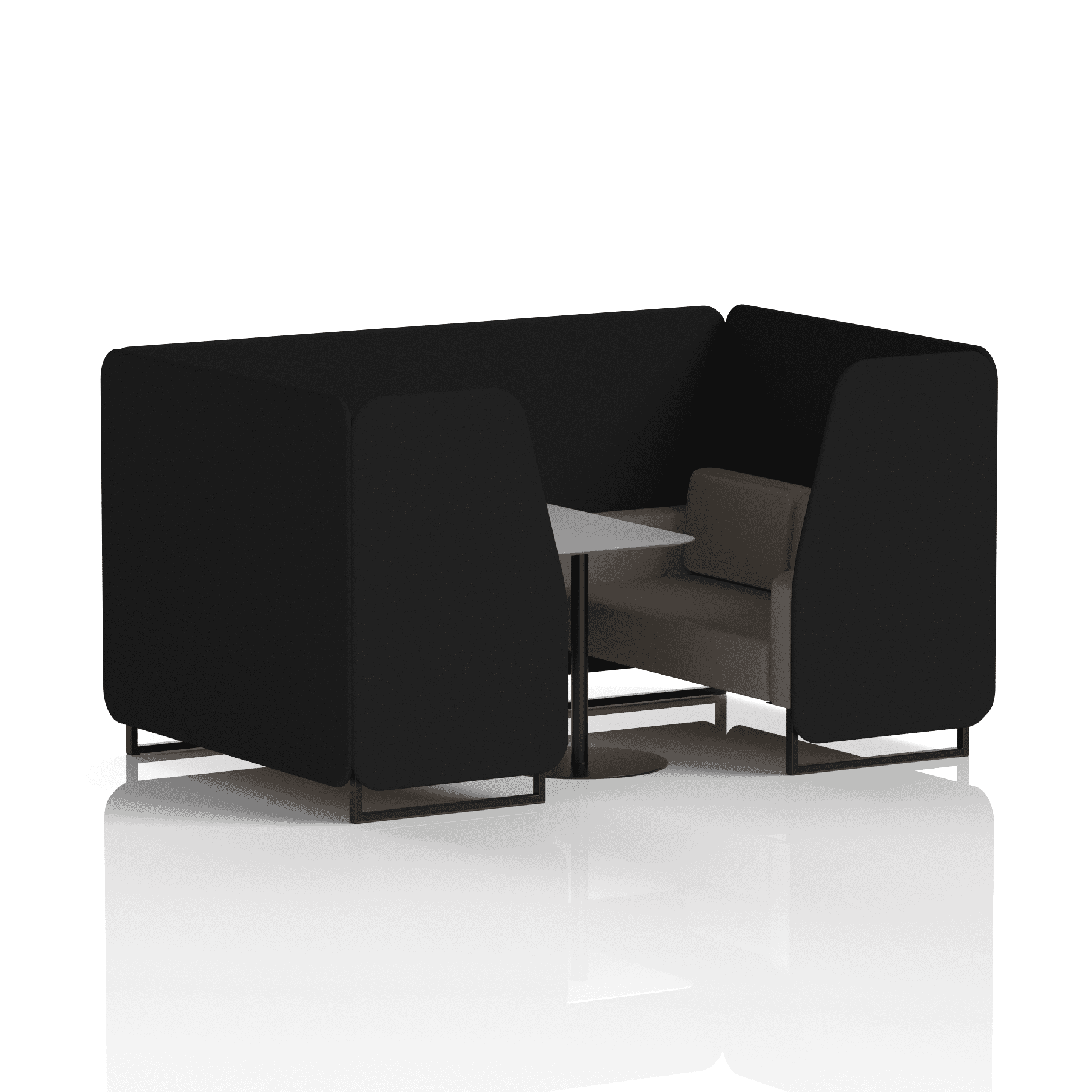 Brixworth Booth With Black Legs And Grey Table In Two Tone 6 Seater Bank Panels And Upminster Sofa Band 3 - Main Line Flax