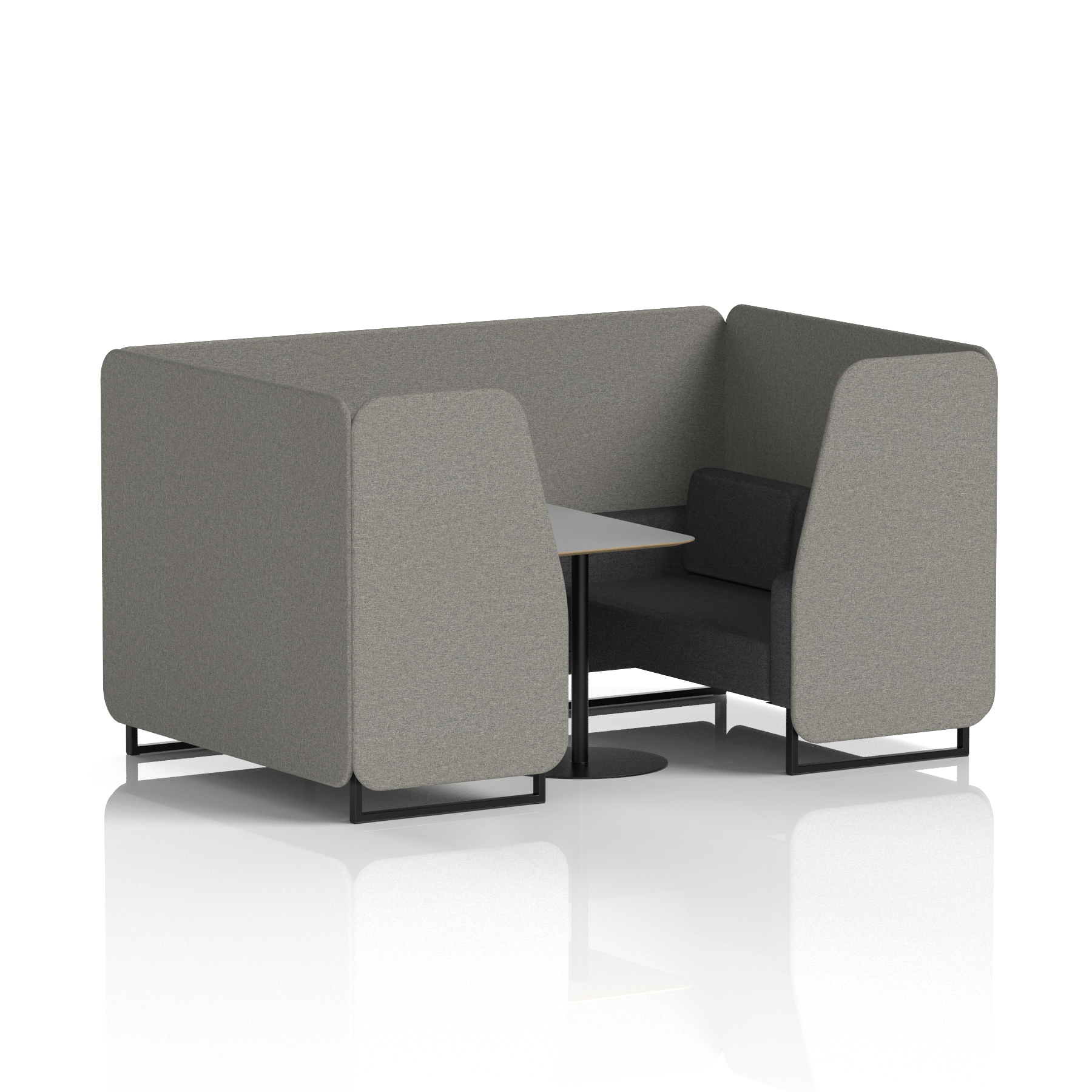 Brixworth Booth With Black Legs And Grey Table In Two Tone 2 Seater Monument Panels And Temple Sofa Band 3 - Main Line Flax