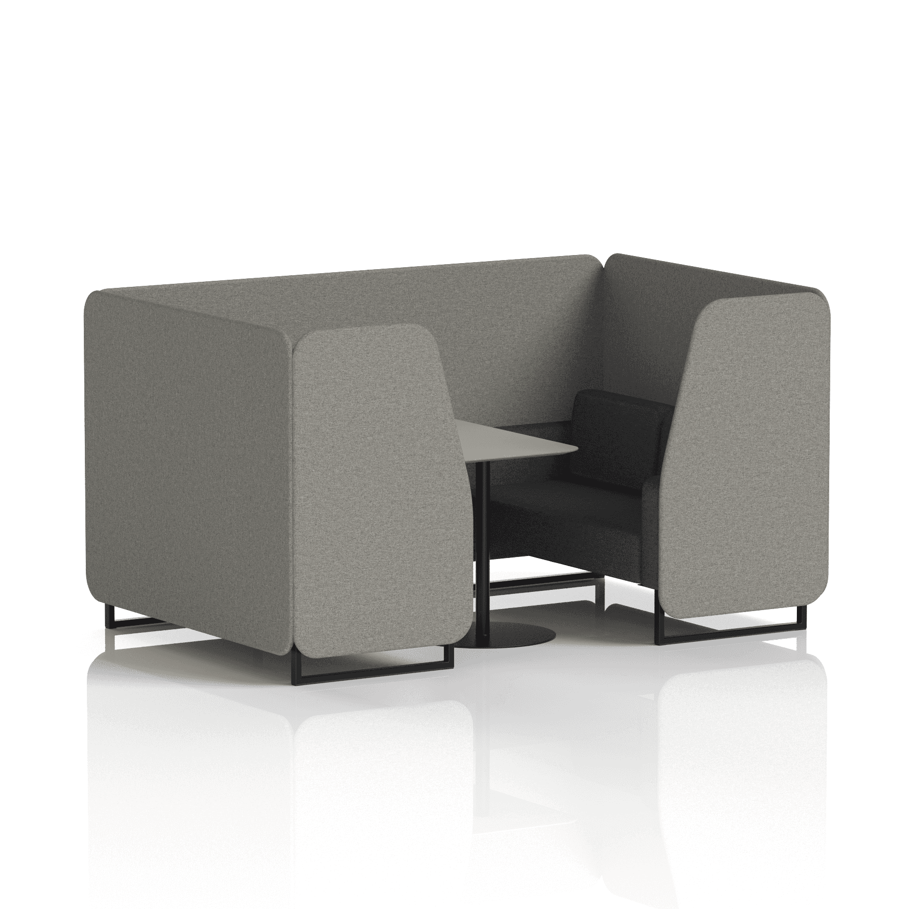 Brixworth Booth With Black Legs And Grey Table In Two Tone 2 Seater Monument Panels And Temple Sofa Band 3 - Main Line Flax