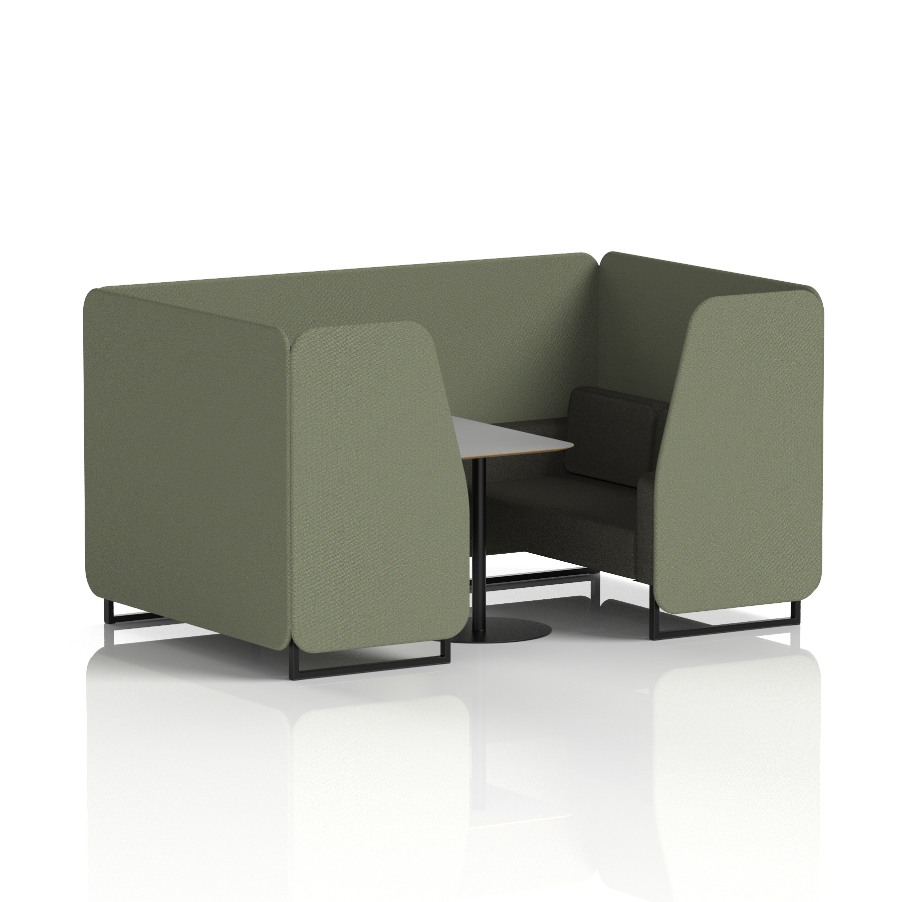 Brixworth Booth With Black Legs And Grey Table In Two Tone 4 Seater Newbury Panels And Westminster Sofa Band 3 - Main Line Flax