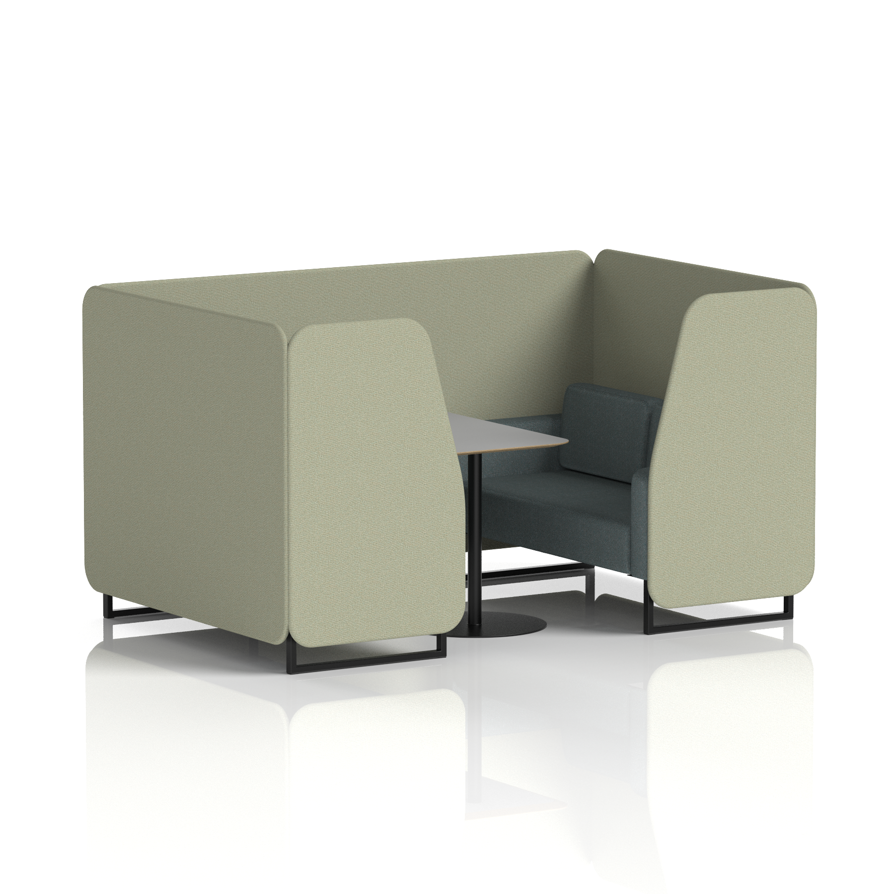 Brixworth Booth With Black Legs And Grey Table In Two Tone 6 Seater Newbury Panels And Westminster Sofa Band 3 - Main Line Flax