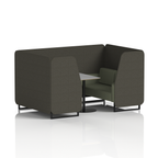 Brixworth Booth With Black Legs And Grey Table In Two Tone 2 Seater Temple Panels And Monument Sofa Band 3 - Main Line Flax