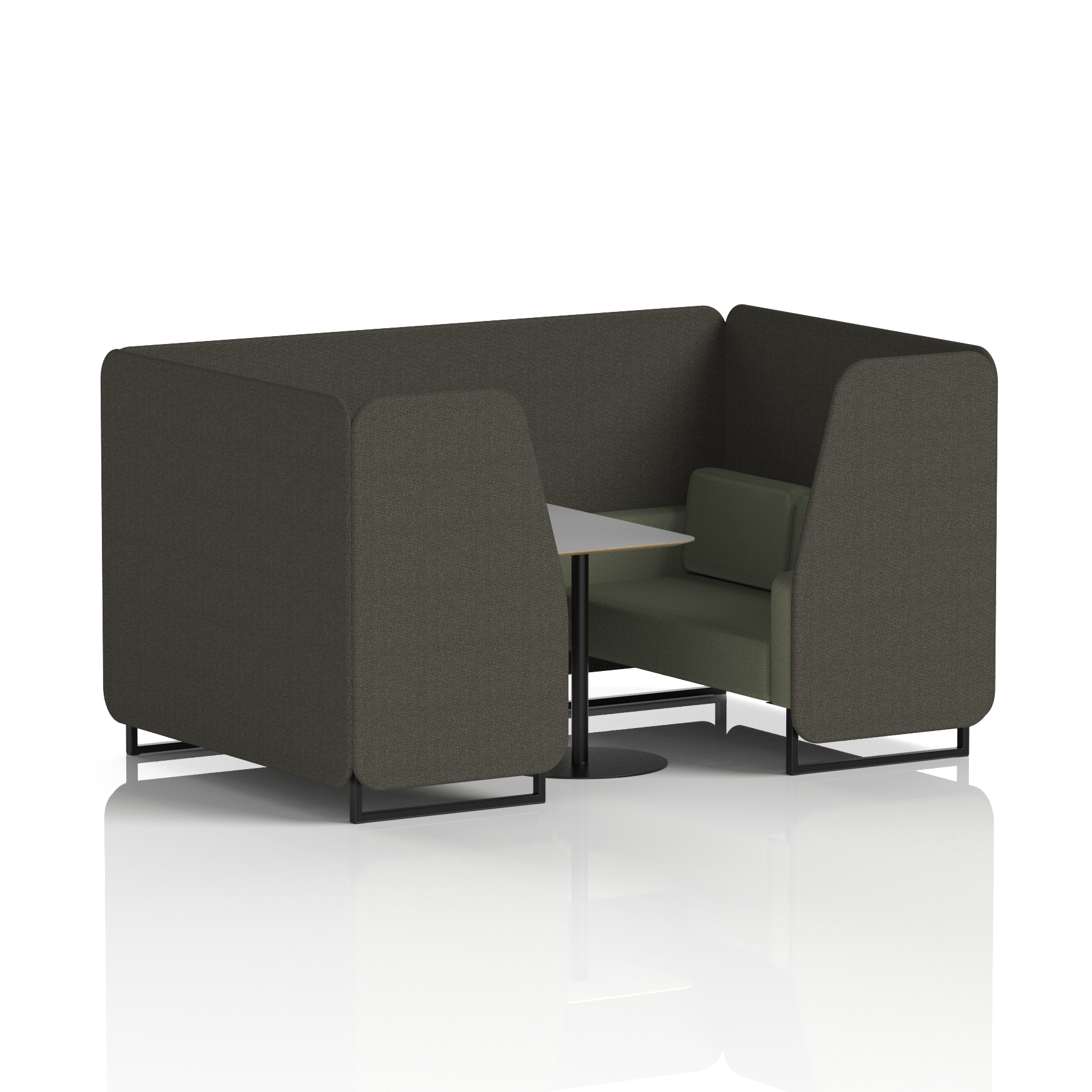 Brixworth Booth With Black Legs And Grey Table In Two Tone 2 Seater Temple Panels And Monument Sofa Band 3 - Main Line Flax