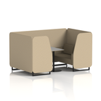 Brixworth Booth With Black Legs And Grey Table In Two Tone 4 Seater Temple Panels And Monument Sofa Band 3 - Main Line Flax