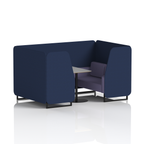 Brixworth Booth With Black Legs And Grey Table In Two Tone 4 Seater Upminster Panels And Bank Sofa Band 3 - Main Line Flax