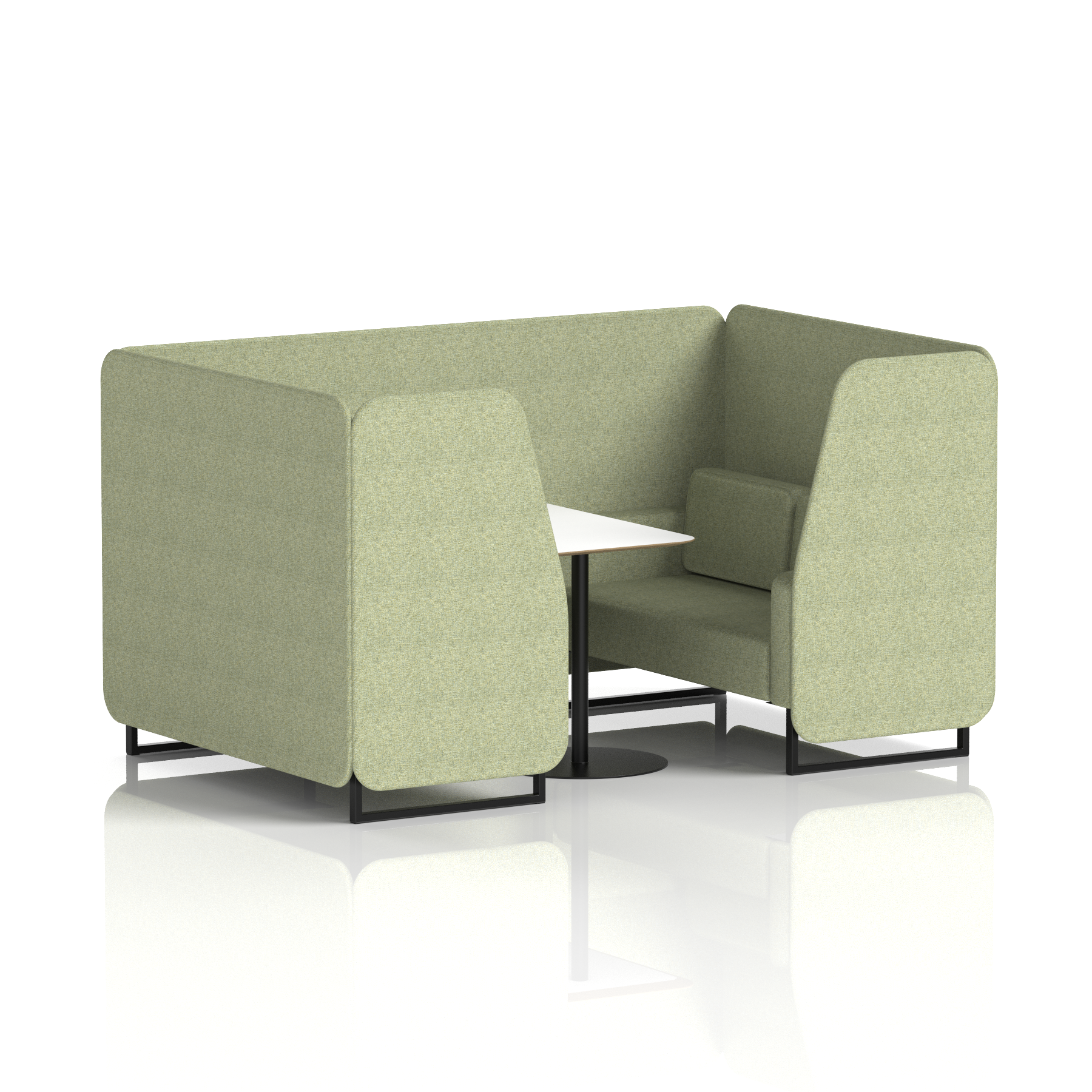 Brixworth Booth With Black Legs And White Table In Single Tone 2 Seater Polygon Panels And Sofa Band 2 - X2