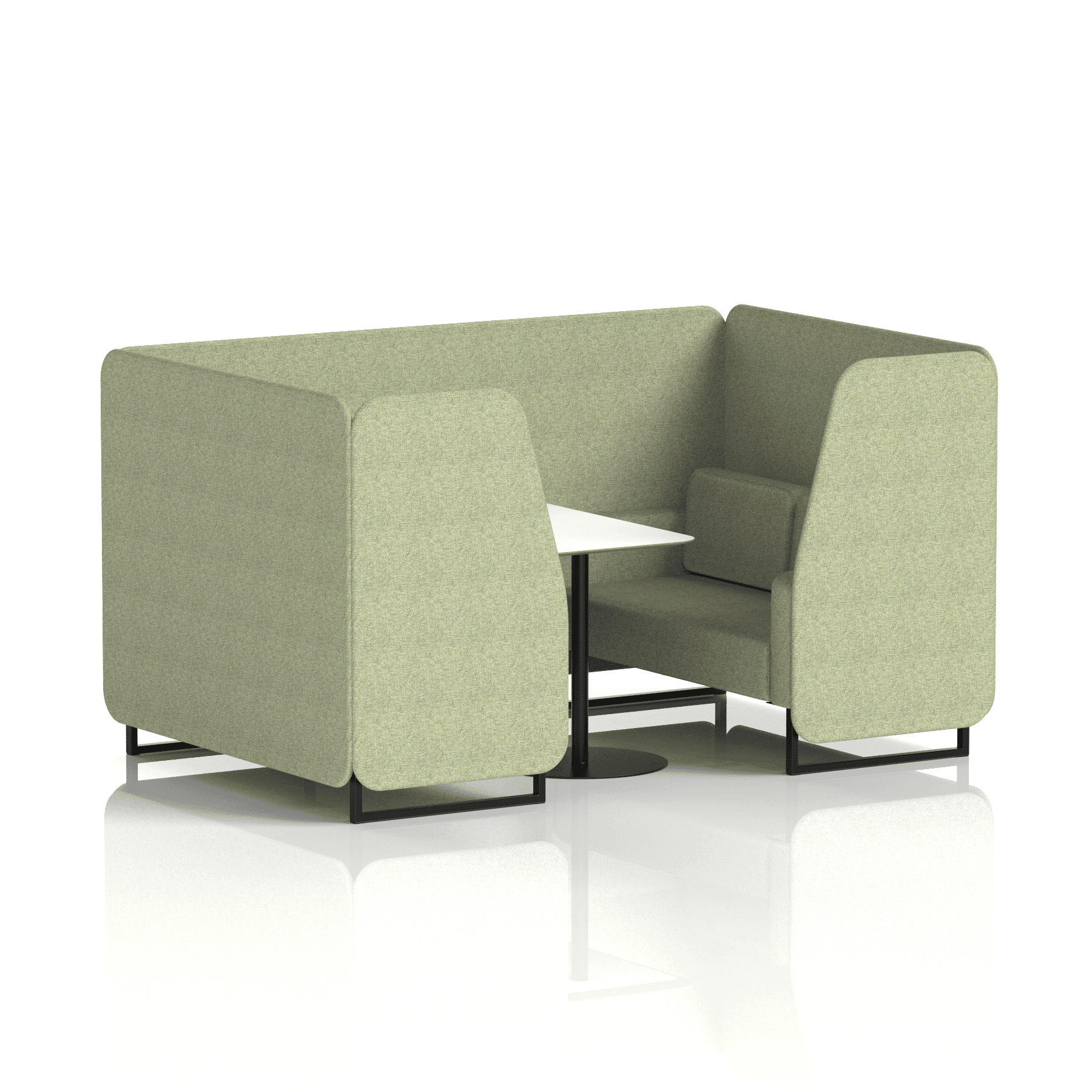 Brixworth Booth With Black Legs And White Table In Single Tone 2 Seater Polygon Panels And Sofa Band 2 - X2