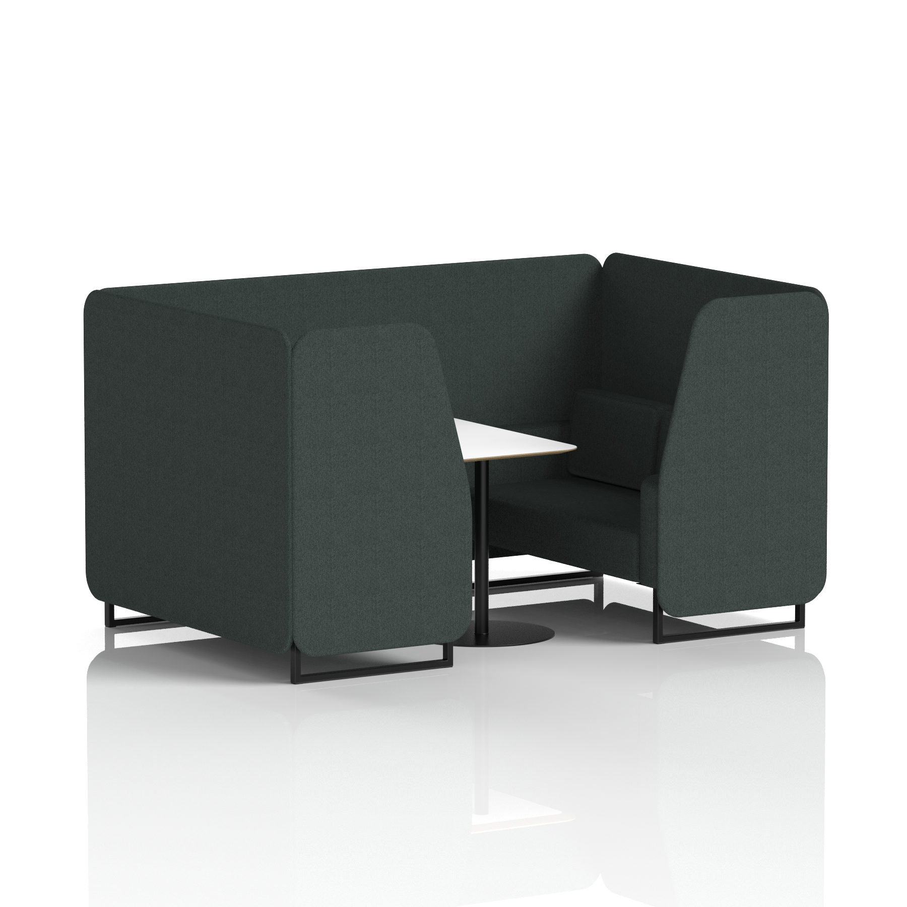 Brixworth Booth With Black Legs And White Table In Single Tone 4 Seater Polygon Panels And Sofa Band 2 - X2