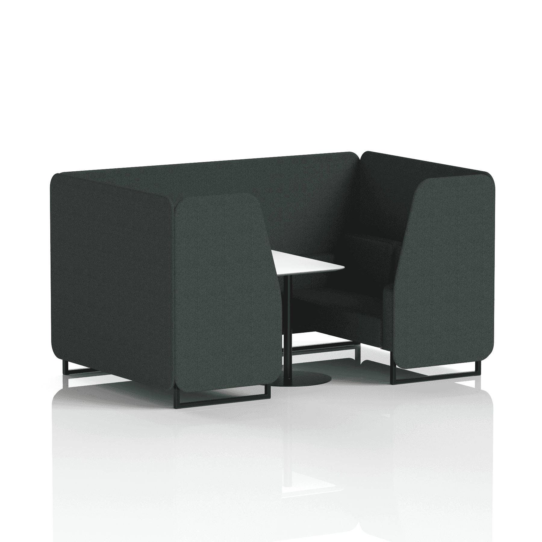 Brixworth Booth With Black Legs And White Table In Single Tone 4 Seater Polygon Panels And Sofa Band 2 - X2