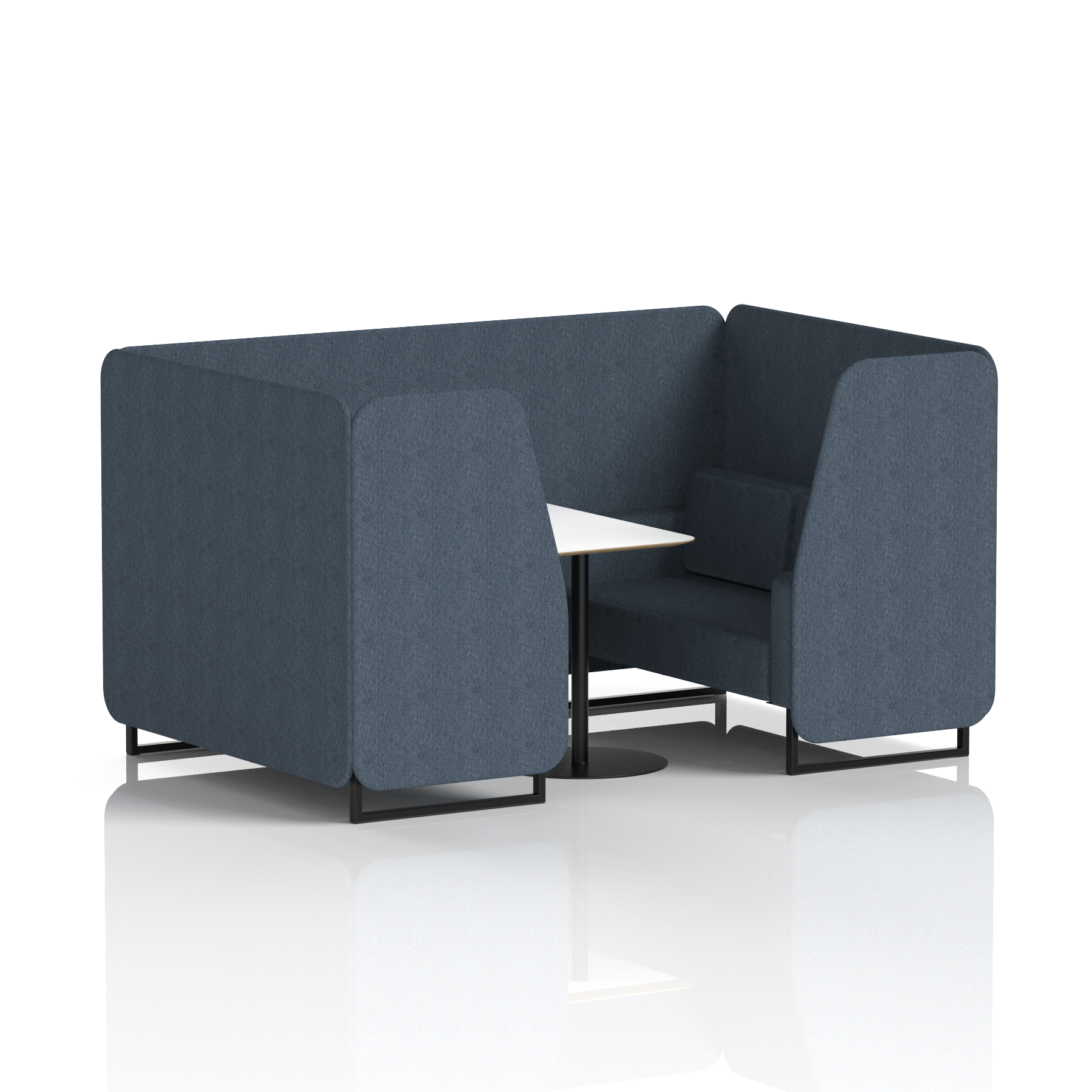 Brixworth Booth With Black Legs And White Table In Single Tone 6 Seater Polygon Panels And Sofa Band 2 - X2