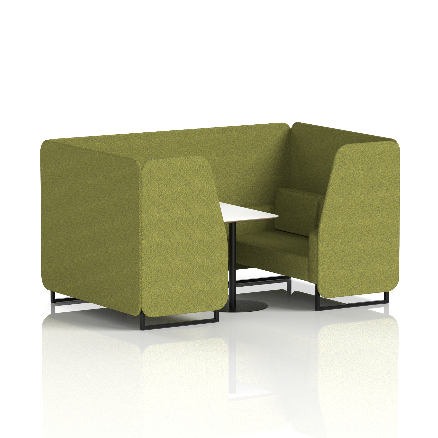 Brixworth Booth With Black Legs And White Table In Single Tone 2 Seater Theory Panels And Sofa Band 2 - X2