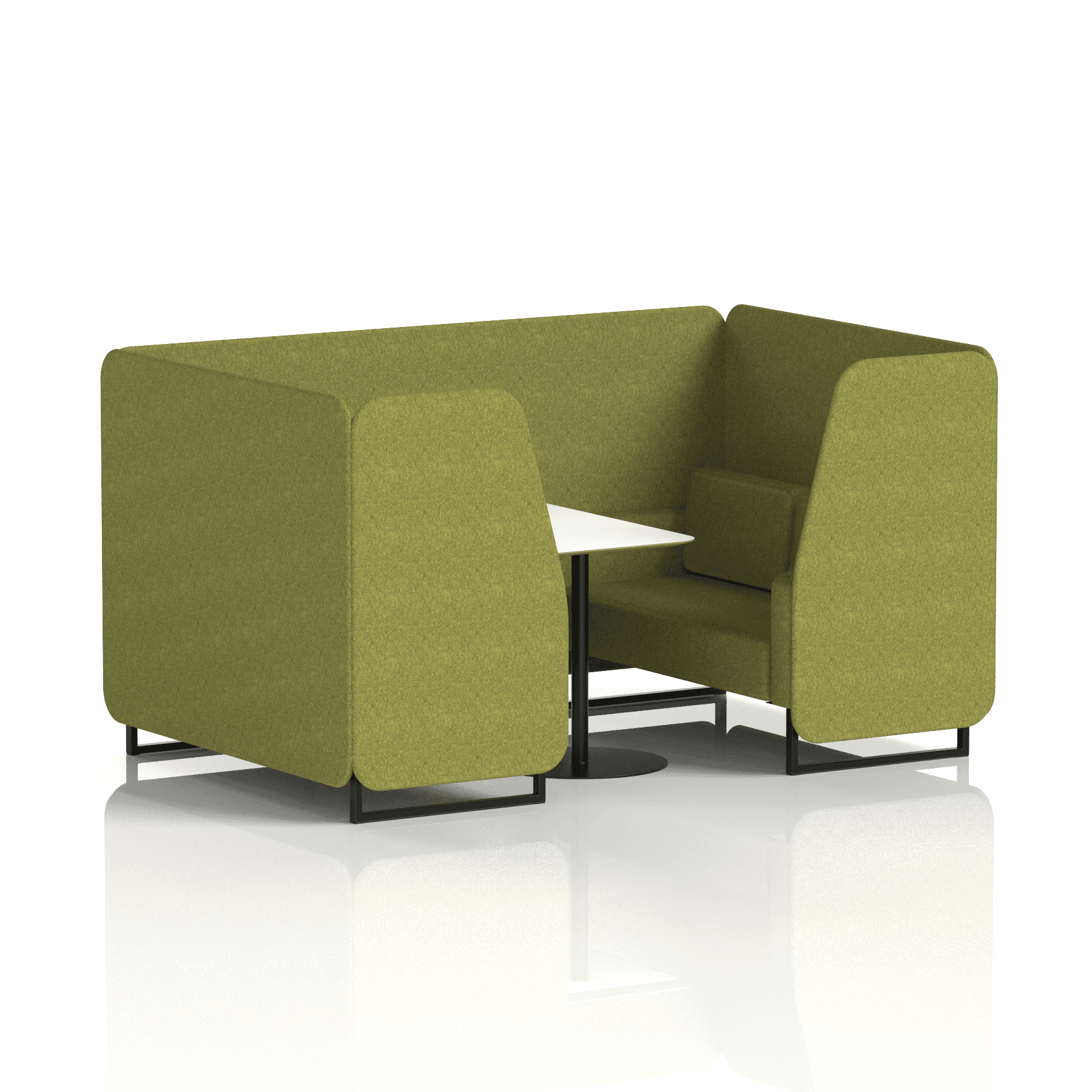 Brixworth Booth With Black Legs And White Table In Single Tone 2 Seater Theory Panels And Sofa Band 2 - X2