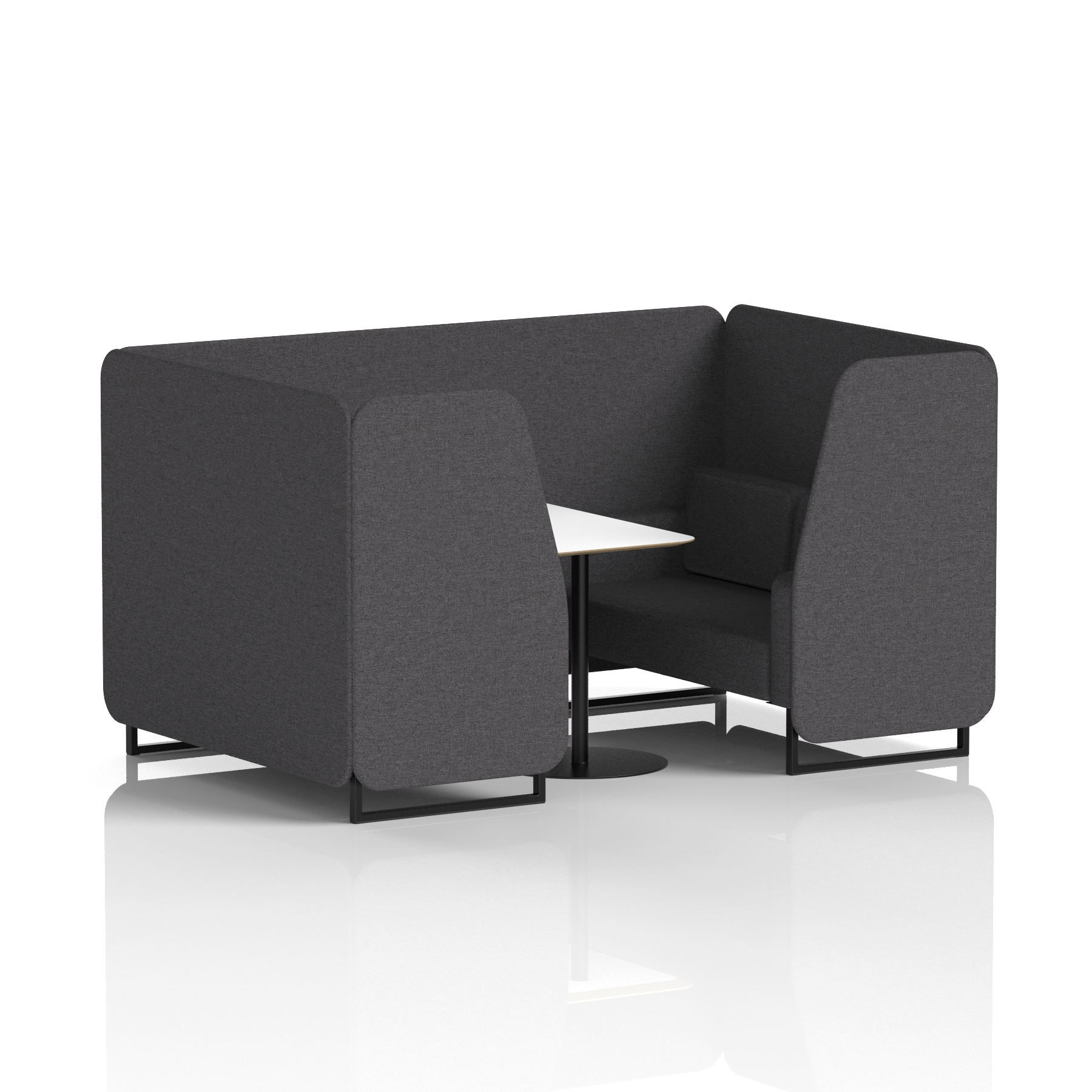 Brixworth Booth With Black Legs And White Table In Single Tone 2 Seater Bank Panels And Sofa Band 3 - Main Line Flax