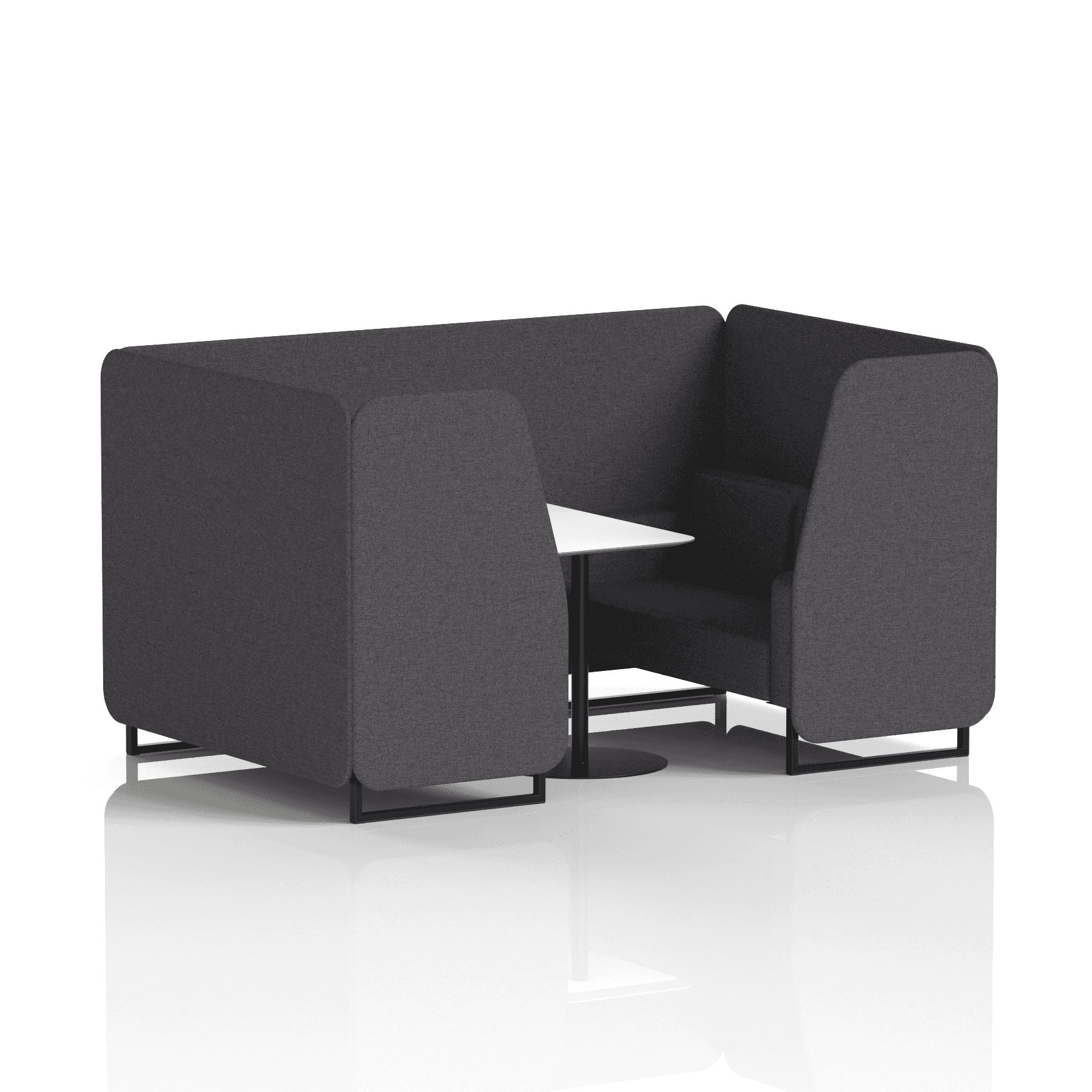 Brixworth Booth With Black Legs And White Table In Single Tone 2 Seater Bank Panels And Sofa Band 3 - Main Line Flax