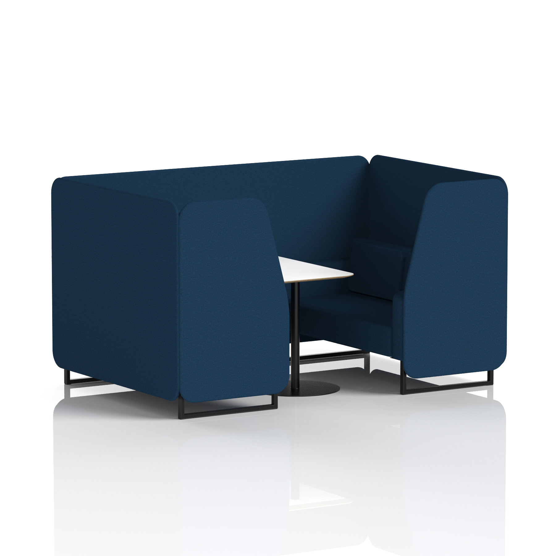 Brixworth Booth With Black Legs And White Table In Single Tone 4 Seater Bank Panels And Sofa Band 3 - Main Line Flax