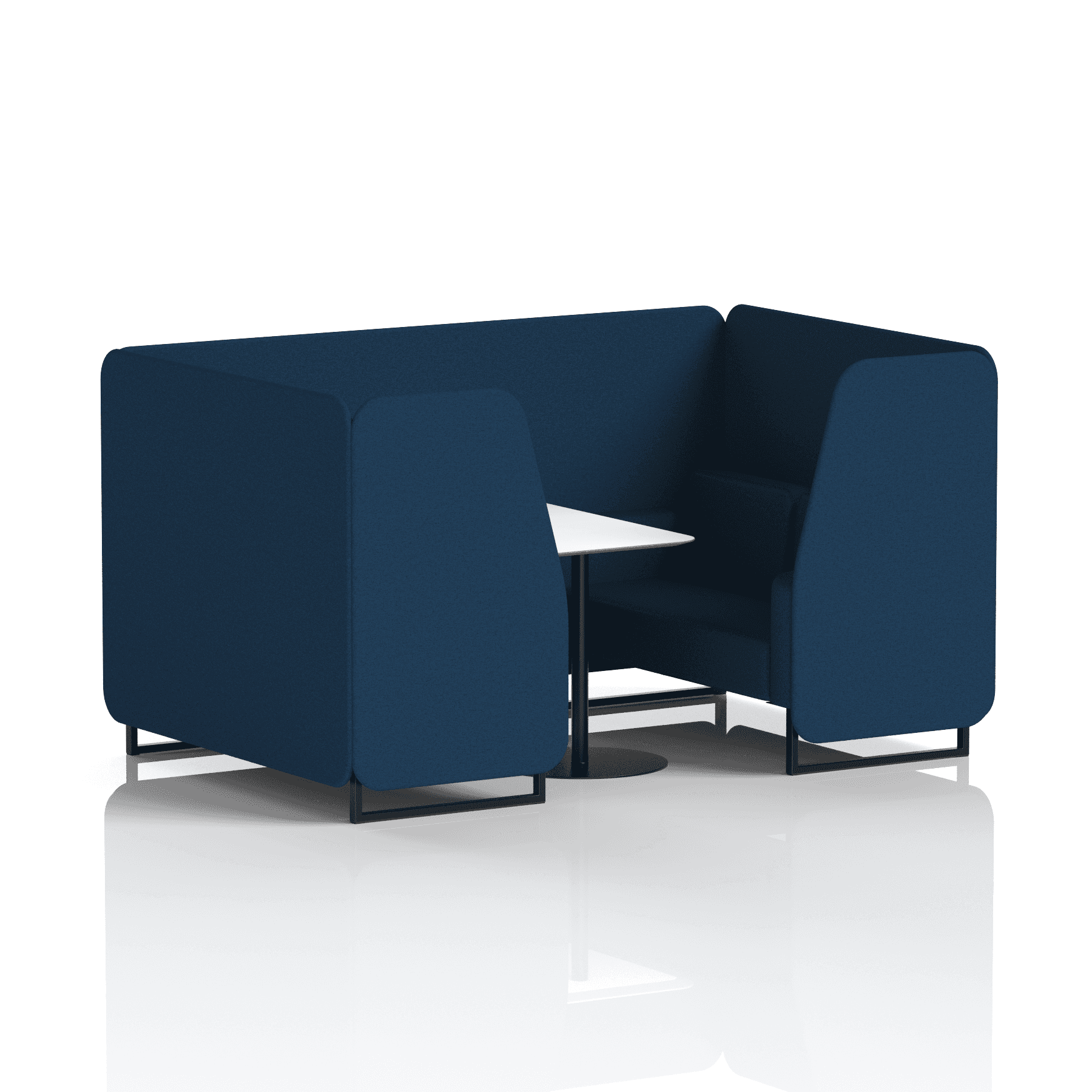 Brixworth Booth With Black Legs And White Table In Single Tone 4 Seater Bank Panels And Sofa Band 3 - Main Line Flax