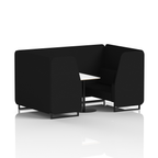 Brixworth Booth With Black Legs And White Table In Single Tone 6 Seater Bank Panels And Sofa Band 3 - Main Line Flax