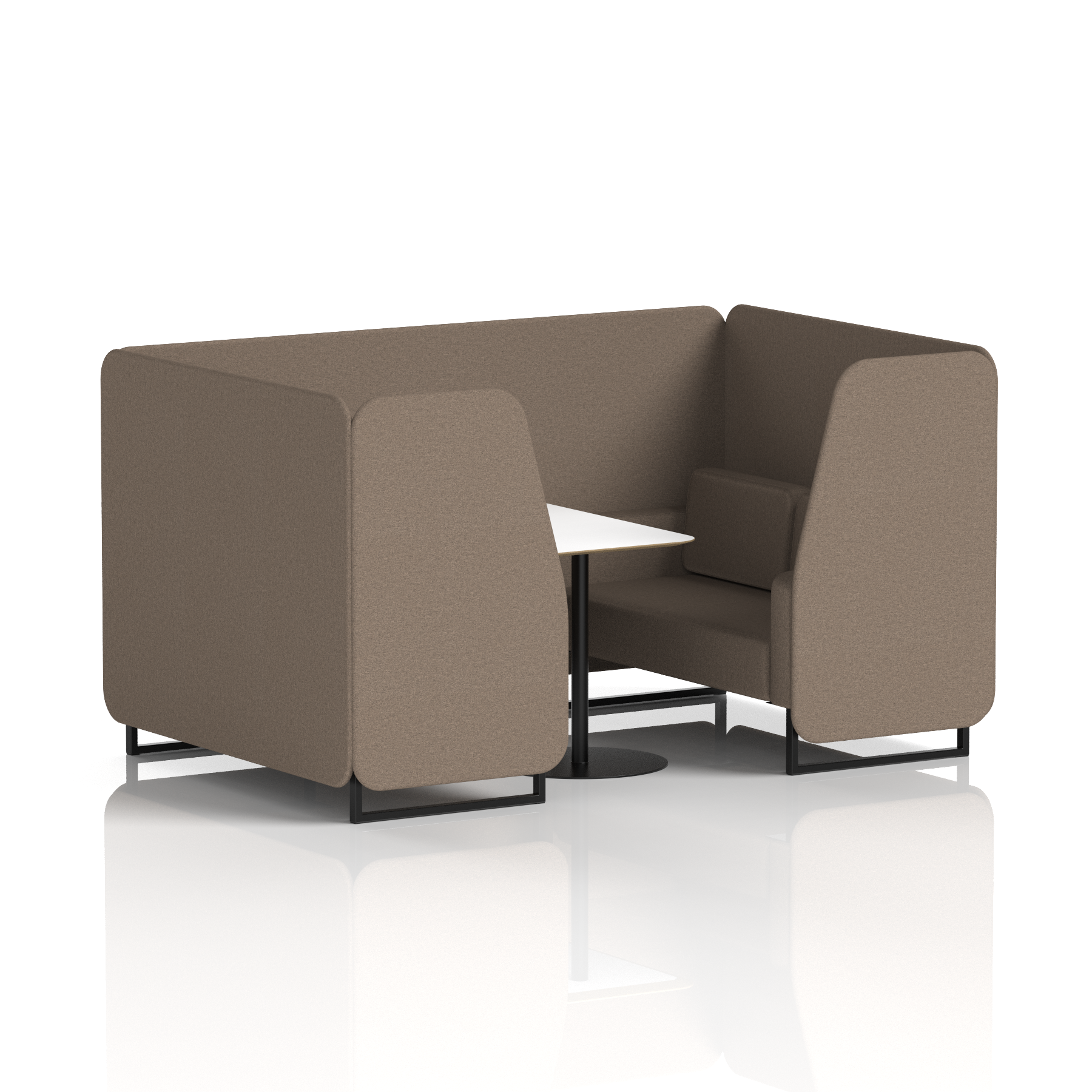 Brixworth Booth With Black Legs And White Table In Single Tone 6 Seater Monument Panels And Sofa Band 3 - Main Line Flax