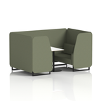 Brixworth Booth With Black Legs And White Table In Single Tone 4 Seater Newbury Panels And Sofa Band 3 - Main Line Flax