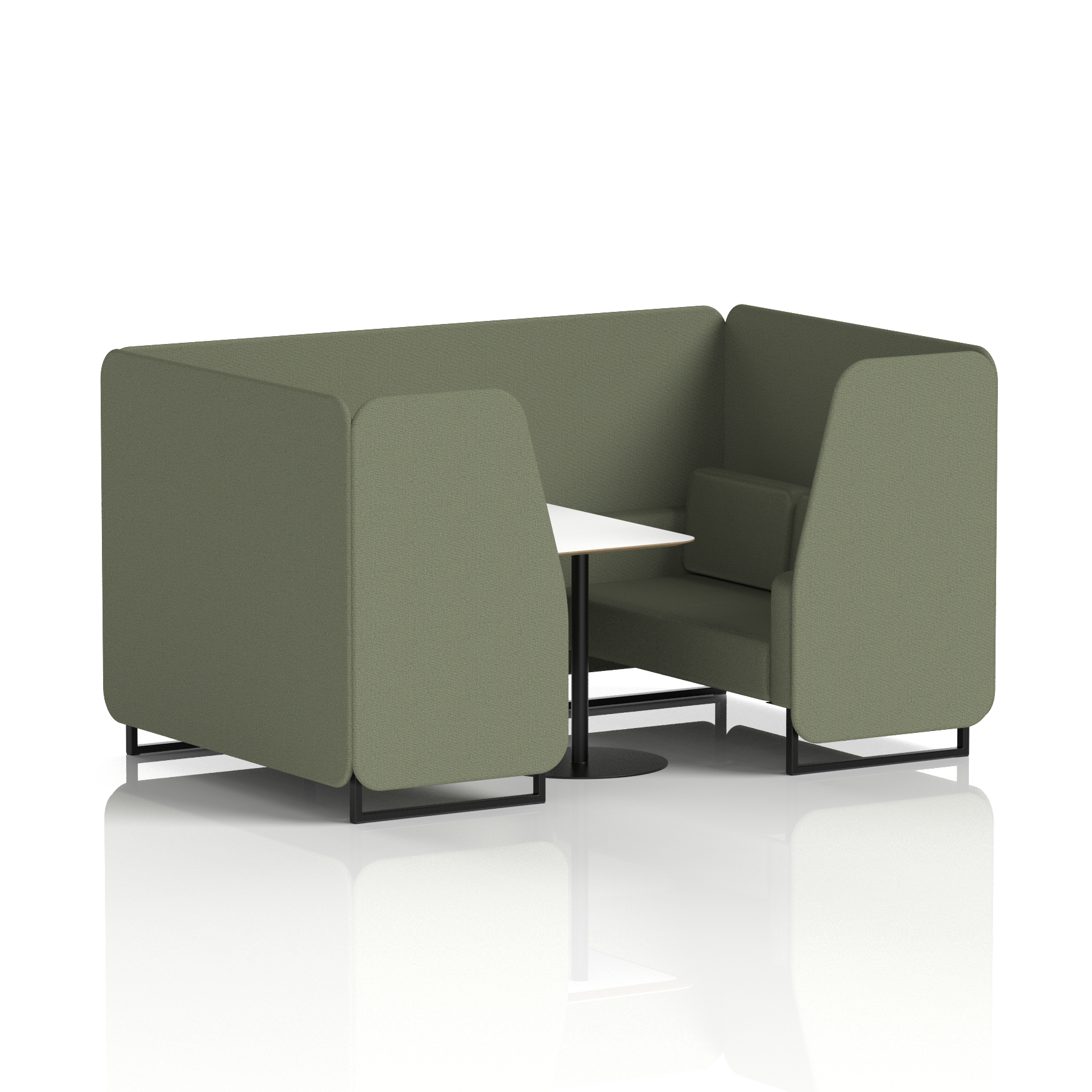 Brixworth Booth With Black Legs And White Table In Single Tone 4 Seater Newbury Panels And Sofa Band 3 - Main Line Flax