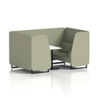 Brixworth Booth With Black Legs And White Table In Single Tone 6 Seater Newbury Panels And Sofa Band 3 - Main Line Flax