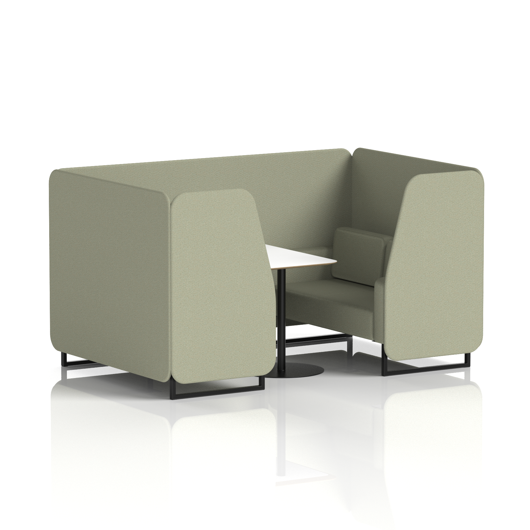 Brixworth Booth With Black Legs And White Table In Single Tone 6 Seater Newbury Panels And Sofa Band 3 - Main Line Flax