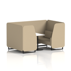 Brixworth Booth With Black Legs And White Table In Single Tone 4 Seater Temple Panels And Sofa Band 3 - Main Line Flax