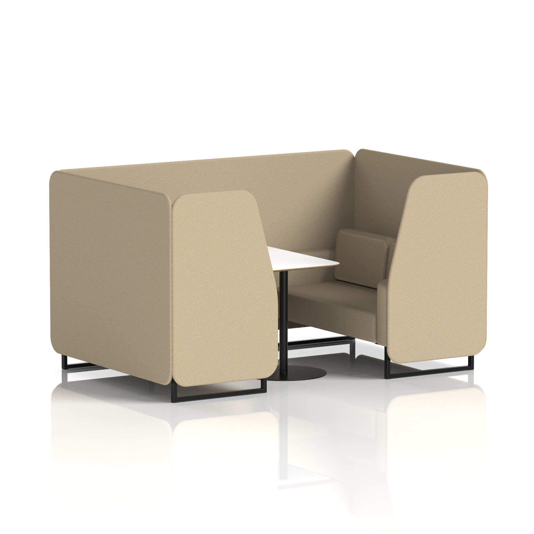 Brixworth Booth With Black Legs And White Table In Single Tone 4 Seater Temple Panels And Sofa Band 3 - Main Line Flax