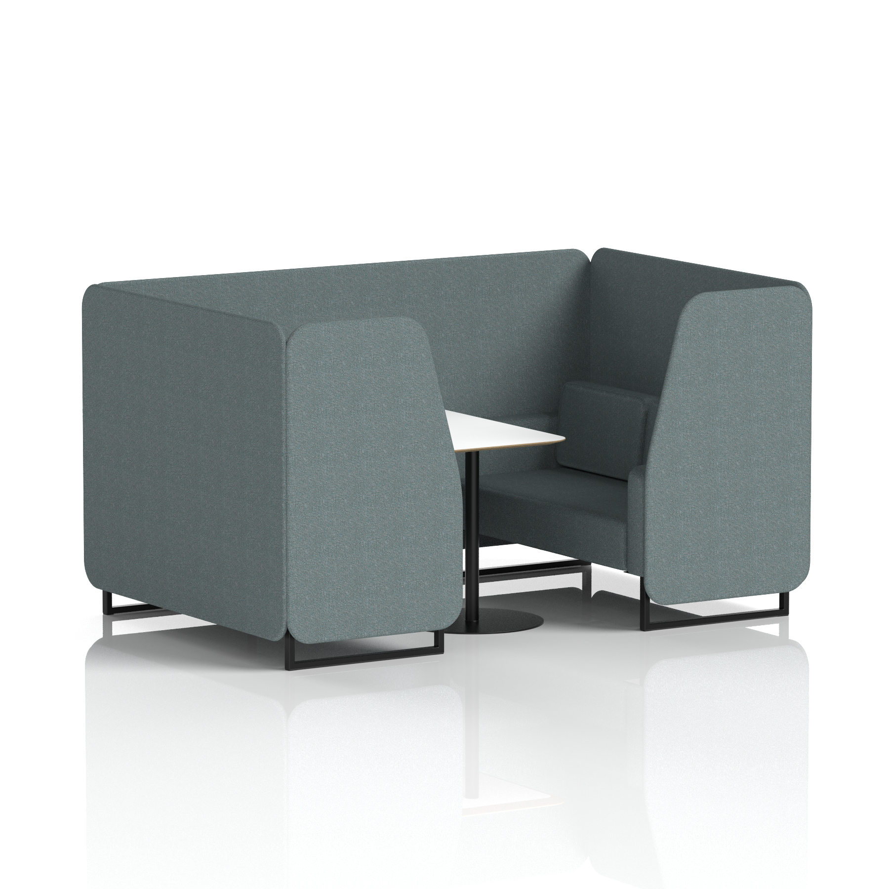 Brixworth Booth With Black Legs And White Table In Single Tone 6 Seater Temple Panels And Sofa Band 3 - Main Line Flax