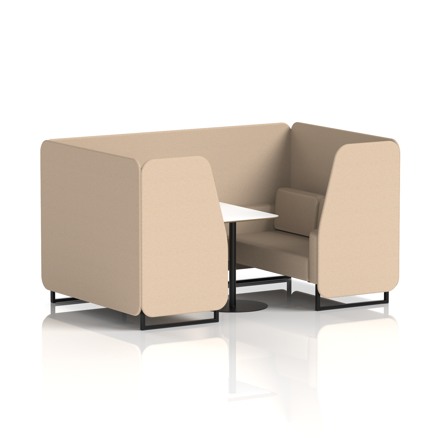 Brixworth Booth With Black Legs And White Table In Single Tone 2 Seater Upminster Panels And Sofa Band 3 - Main Line Flax