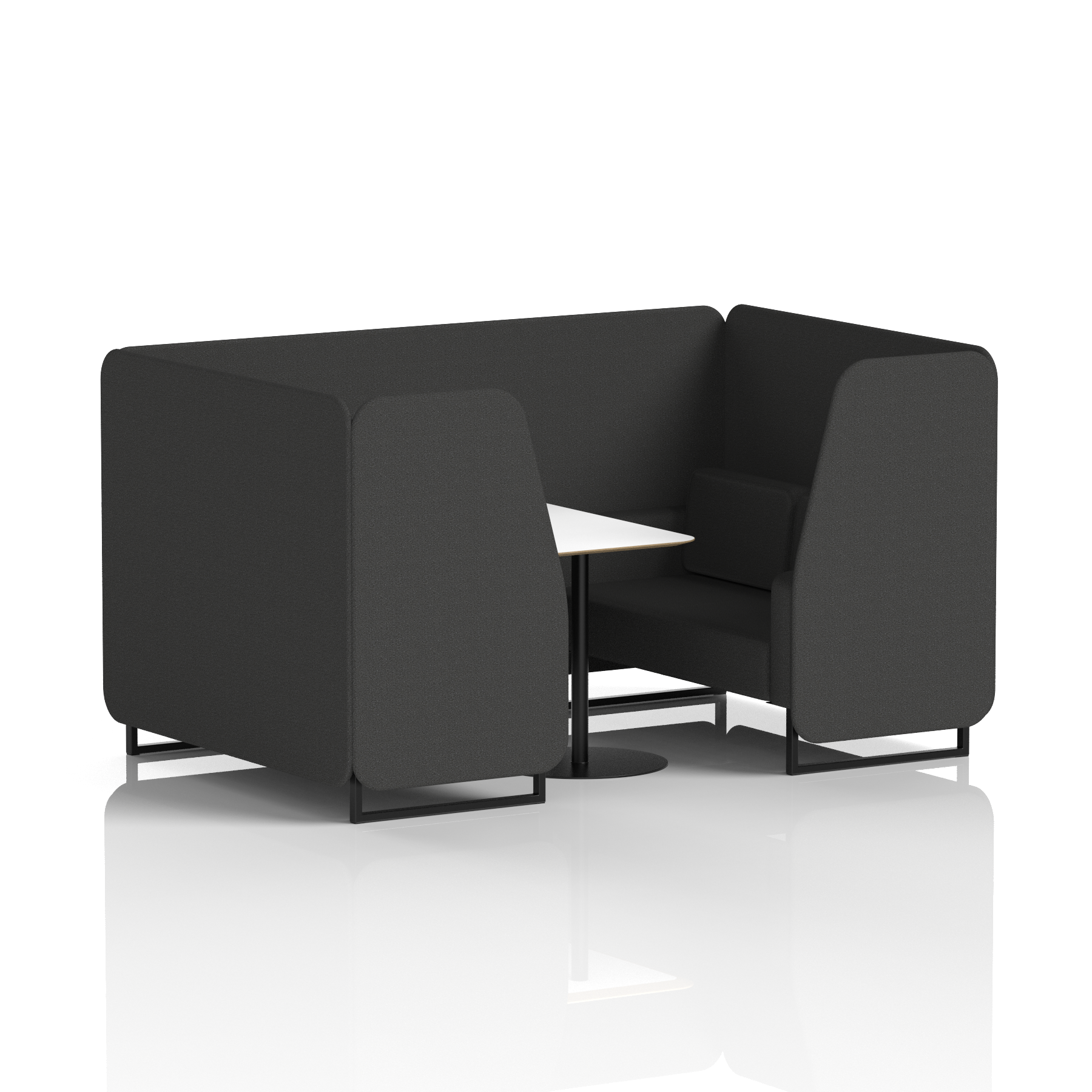 Brixworth Booth With Black Legs And White Table In Single Tone 6 Seater Upminster Panels And Sofa Band 3 - Main Line Flax