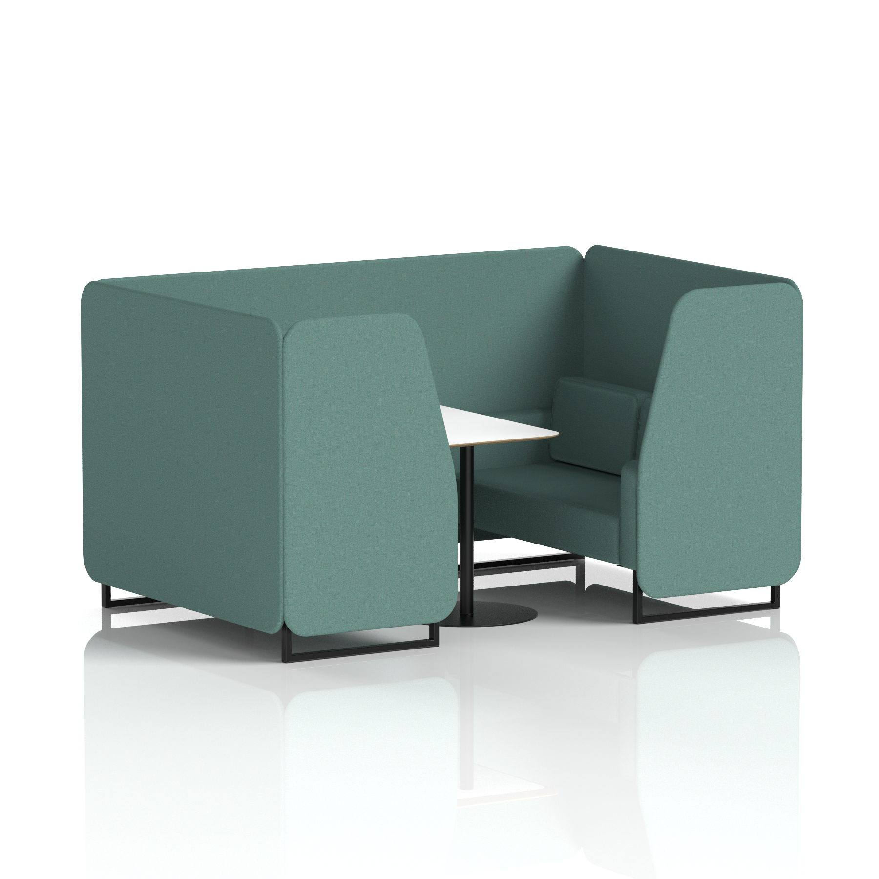 Brixworth Booth With Black Legs And White Table In Single Tone 2 Seater Affix Panels And Sofa Band 4 - Synergy